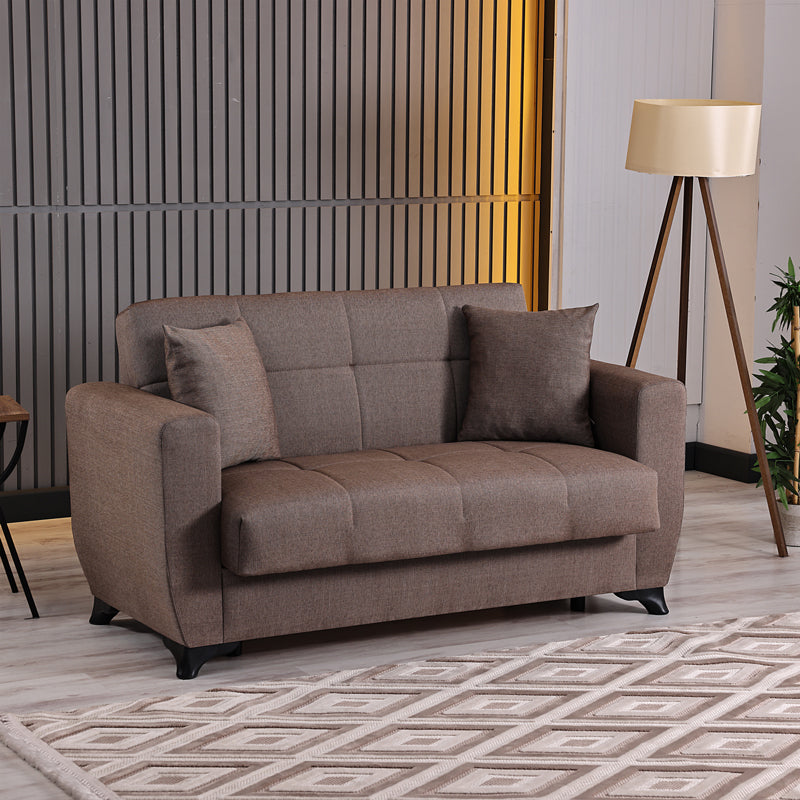 Canapea extensibila 2-seater sofabed Modesto, Stofa, 153x84x86 cm - Maro