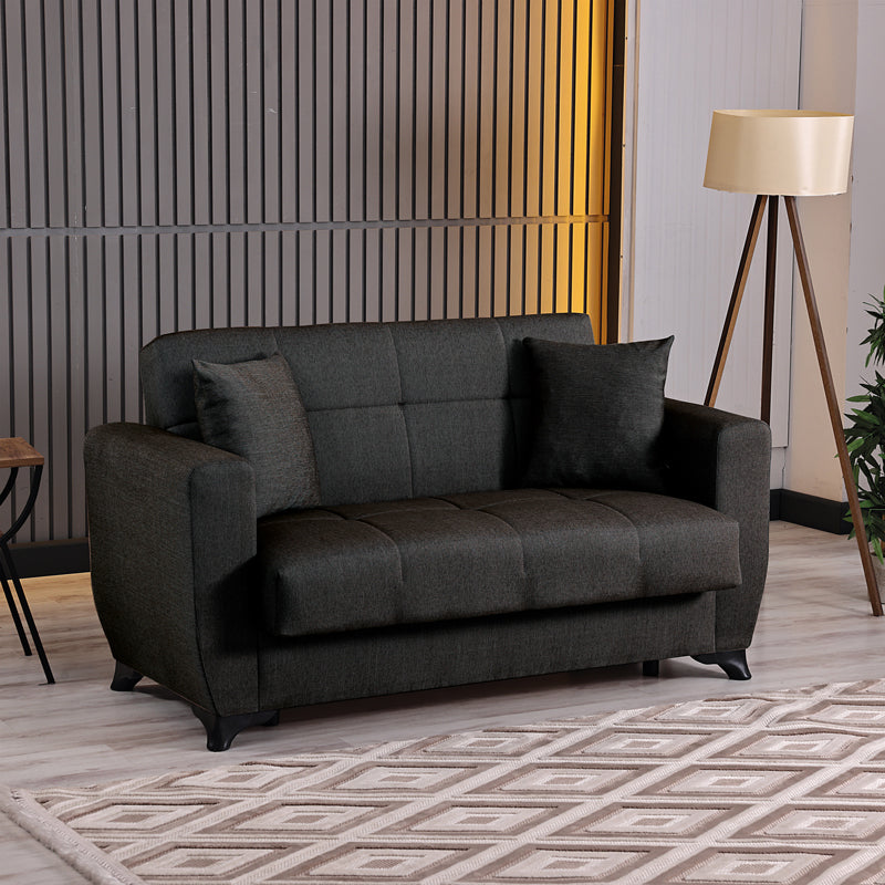 Canapea extensibila 2-seater sofabed Modesto, Stofa, 153x84x86 cm - Negru