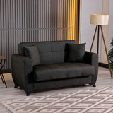 Canapea extensibila 2-seater sofabed Modesto, Stofa, 153x84x86 cm - Negru