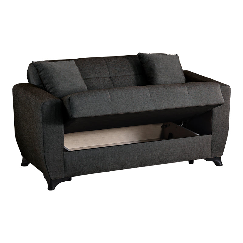 Canapea extensibila 2-seater sofabed Modesto, Stofa, 153x84x86 cm - Negru
