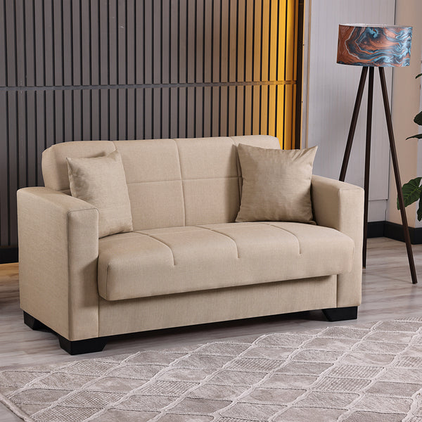 Canapea extensibila 2-seater sofabed Vox, Stofa, Bej, 150x84x83 cm