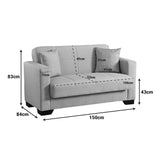 Canapea extensibila 2-seater sofabed Vox, Stofa, Bej, 150x84x83 cm