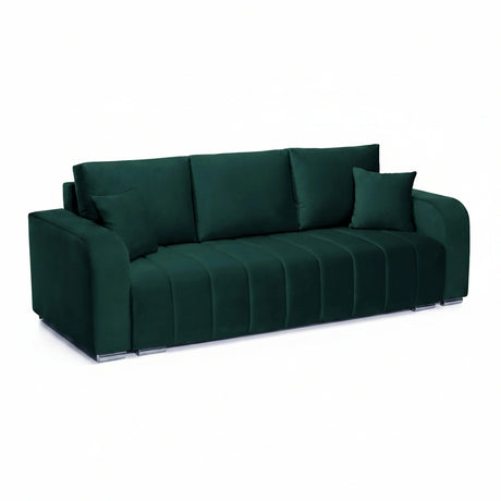 Canapea Extensibilă 3 locuri Armando, cu ladă de depozitare, Verde - Gri, 230x92x90 cm