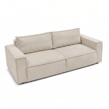 Canapea extensibila 3 locuri Capri cu lada de depozitare, Bej - Gri, 240x87x85 cm