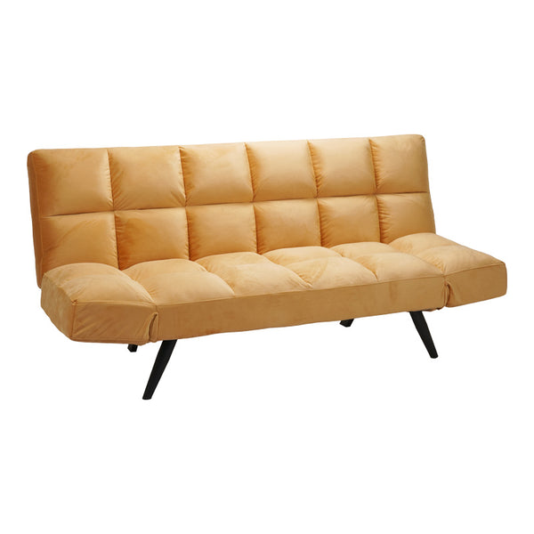 Canapea extensibila 3 locuri Freddo, Catifea, Galbena, 181x81x86 cm