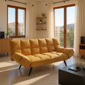 Canapea extensibila 3 locuri Freddo, Catifea, Galbena, 181x81x86 cm, imagine suplimentara