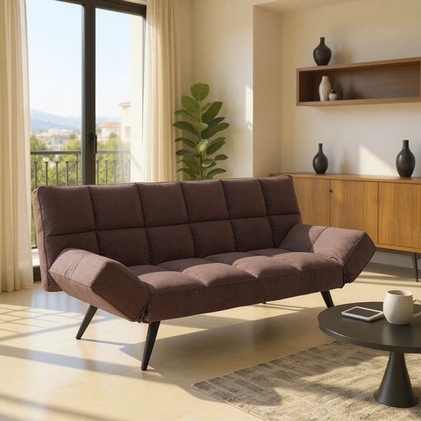 Canapea extensibila 3 locuri Freddo I, Velvet, Maro, 181x81x86 cm