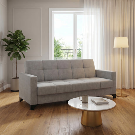 Canapea extensibila 3 locuri Salonika, cu lada de depozitare, Gri, 215x70x95 cm
