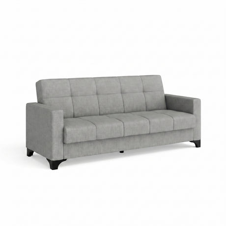 Canapea extensibila 3 locuri Salonika, cu lada de depozitare, Gri, 215x70x95 cm