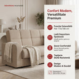 Canapea extensibila 3 locuri Thassos cu lada de depozitare, Bej - Maro, 220x70x90 cm - Bej