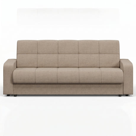 Canapea extensibila 3 locuri Thassos cu lada de depozitare, Bej - Maro, 220x70x90 cm