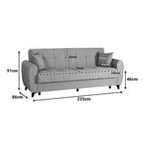Canapea extensibila 3-seater sofabed Lincoln, Stofa, 226x84x93 cm - Bej