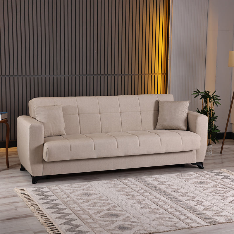 Canapea extensibila 3-seater sofabed Modesto, Stofa, 213x84x86 cm - Crem