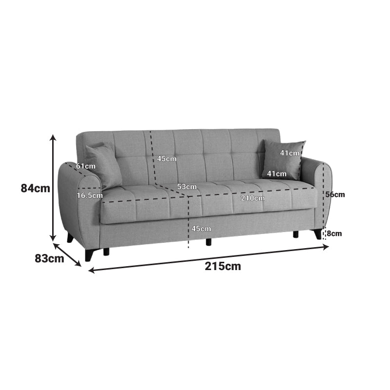 Canapea extensibila 3-seater sofabed Modesto, Stofa, 213x84x86 cm - Maro