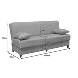 Canapea extensibila cu 3 locuri Romina cu spatiu de depozitare, 190x85x90 cm - Gri Inchis