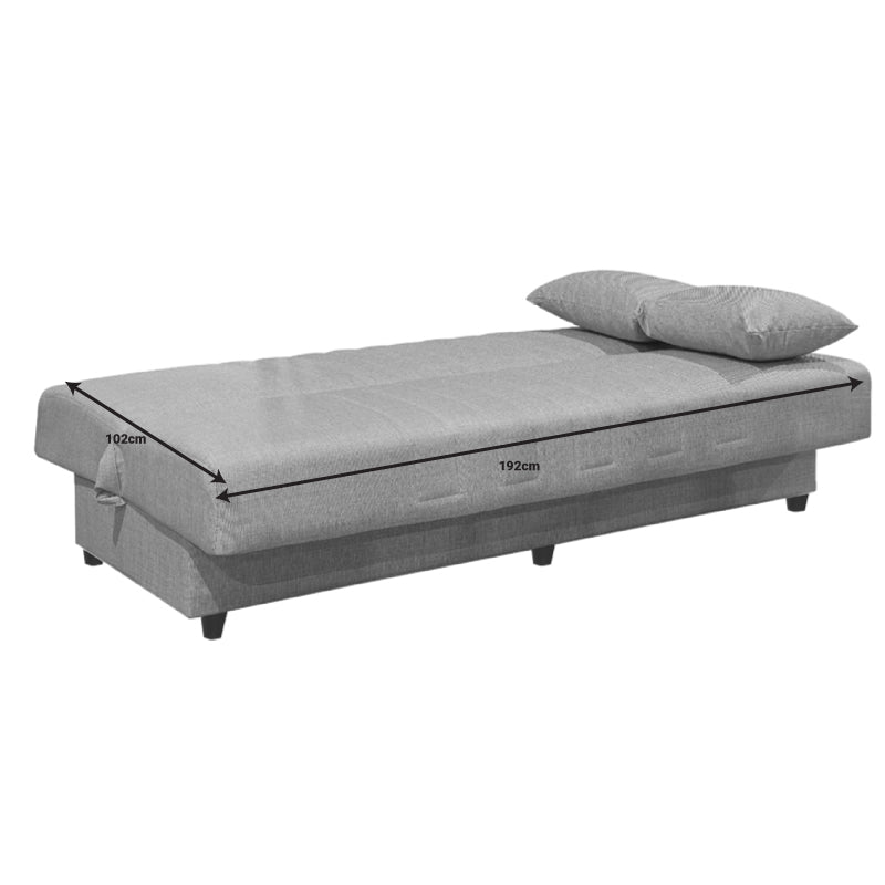 Canapea extensibila cu 3 locuri Romina cu spatiu de depozitare, 190x85x90 cm - Gri Inchis