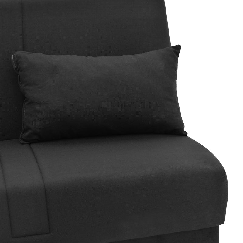 Canapea extensibila cu 3 locuri Romina cu spatiu de depozitare, 190x85x90 cm - Negru