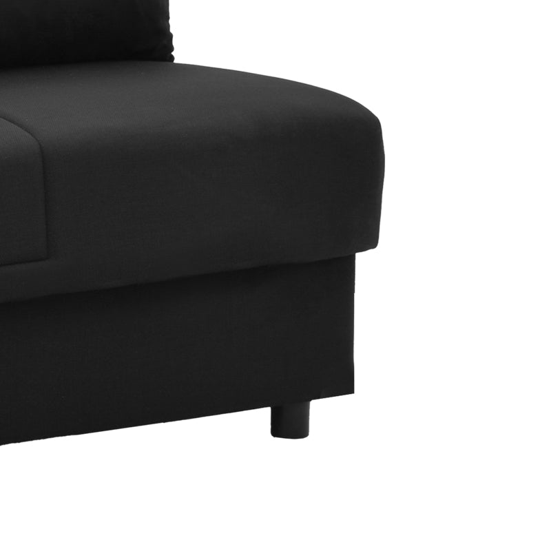 Canapea extensibila cu 3 locuri Romina cu spatiu de depozitare, 190x85x90 cm - Negru