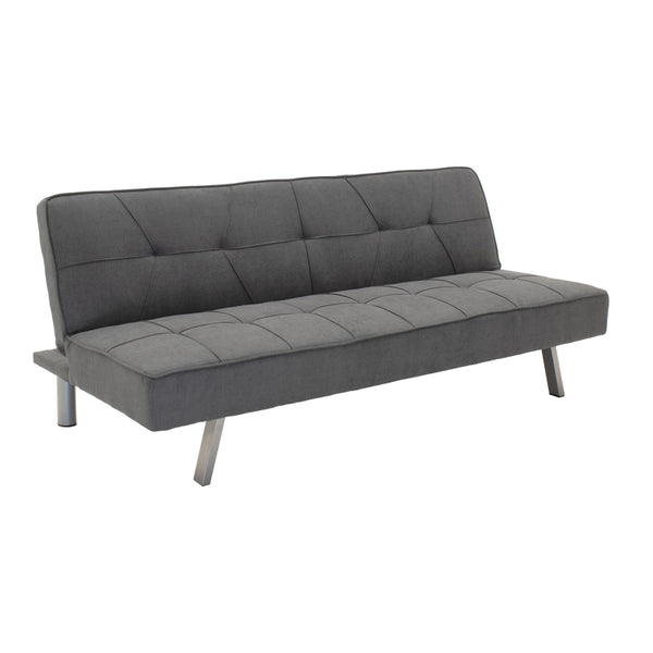Canapea extensibila cu 3 locuri Travis cu stofa, Gri - Gri inchis, 175x83x74 cm