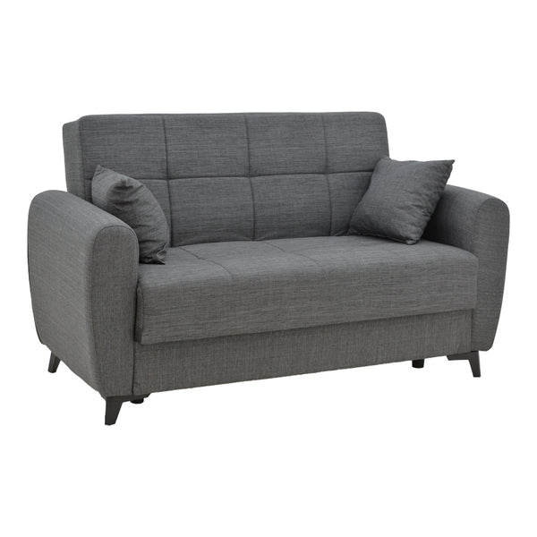 Canapea extensibila cu depozitare 2 locuri Lincoln tesatura, Gri, 165x85x90 cm