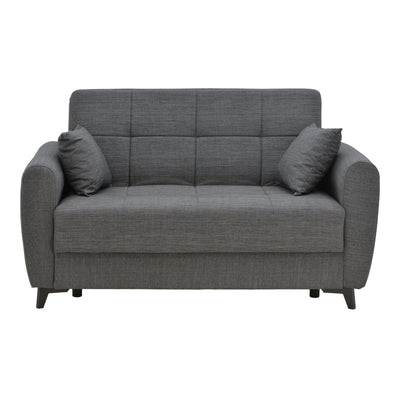 Canapea extensibila cu depozitare 2 locuri Lincoln tesatura, Gri, 165x85x90 cm, imagine suplimentara