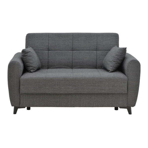 Canapea extensibila cu depozitare 2 locuri Lincoln tesatura, Gri, 165x85x90 cm