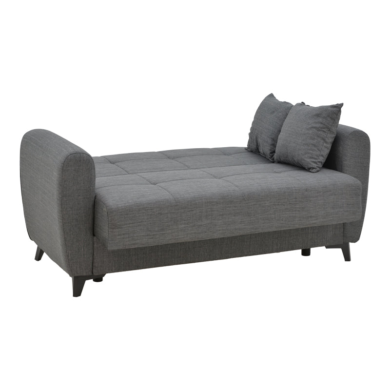 Canapea extensibila cu depozitare 2 locuri Lincoln tesatura, Gri, 165x85x90 cm, perspectiva suplimentara