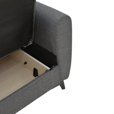 Canapea extensibila cu depozitare 2 locuri Lincoln tesatura, Gri, 165x85x90 cm, foto produs 6
