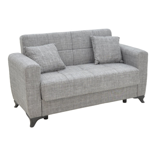 Canapea extensibila cu depozitare doua locuri Modesto stofa, Gri, 155x85x80 cm