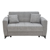 Canapea extensibila cu depozitare doua locuri Modesto stofa, Gri, 155x85x80 cm, imagine suplimentara