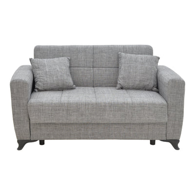 Canapea extensibila cu depozitare doua locuri Modesto stofa, Gri, 155x85x80 cm, imagine suplimentara