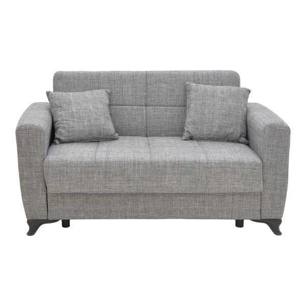 Canapea extensibila cu depozitare doua locuri Modesto stofa, Gri, 155x85x80 cm