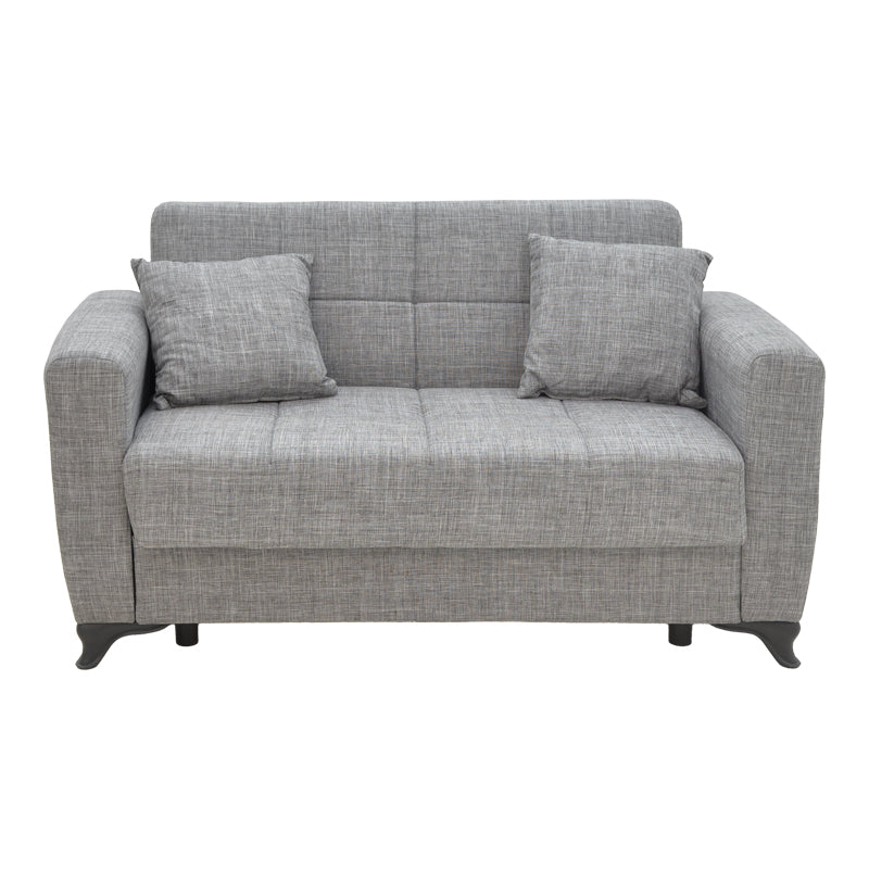 Canapea extensibila cu depozitare doua locuri Modesto stofa, Gri, 155x85x80 cm, imagine suplimentara