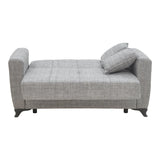 Canapea extensibila cu depozitare doua locuri Modesto stofa, Gri, 155x85x80 cm