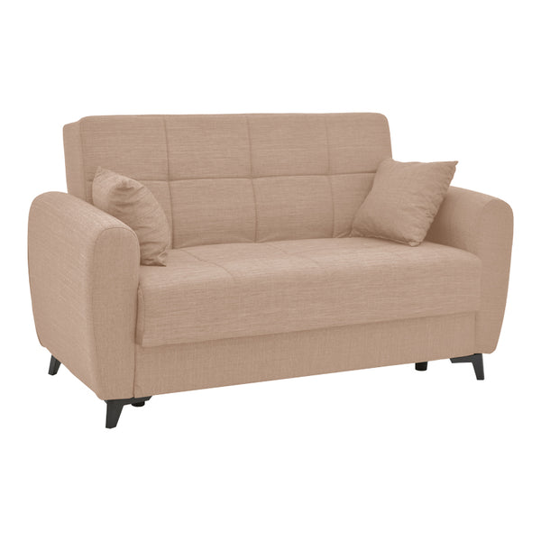 Canapea extensibila cu depozitare pentru doua persoane Lincoln, din stofa, Diverse culori, 165x85x90 cm