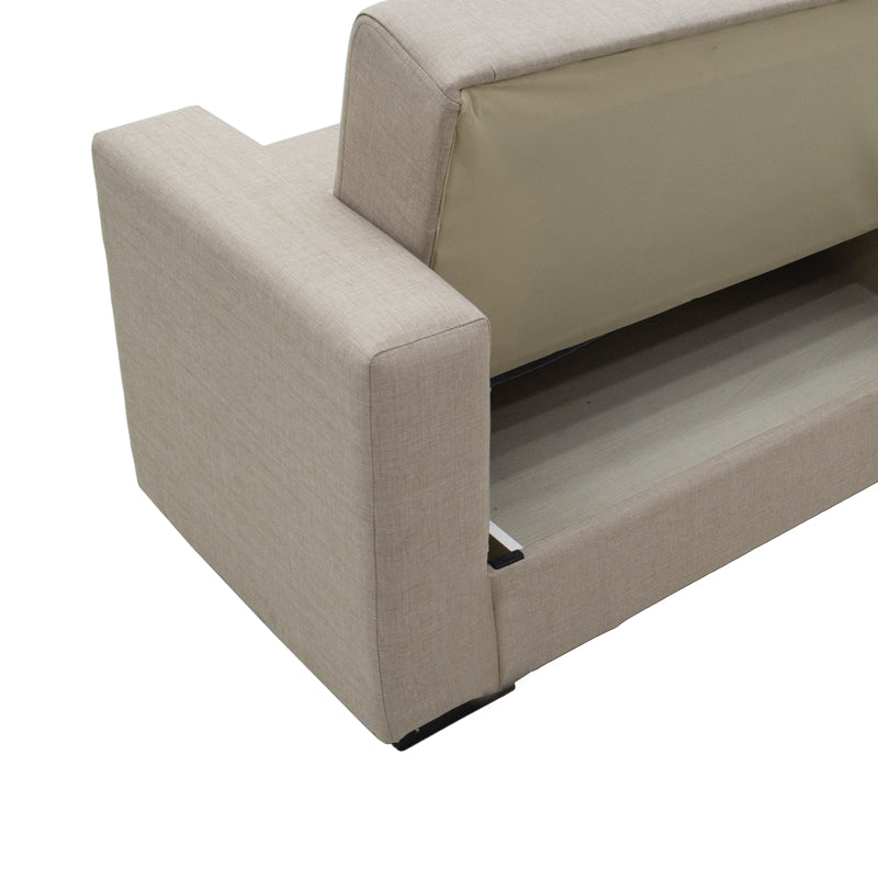 Canapea extensibila cu depozitare pentru doua persoane Vox lumea-lu-Pako stofa Crem 154x82x83 cm, 83x154 cm - Crem