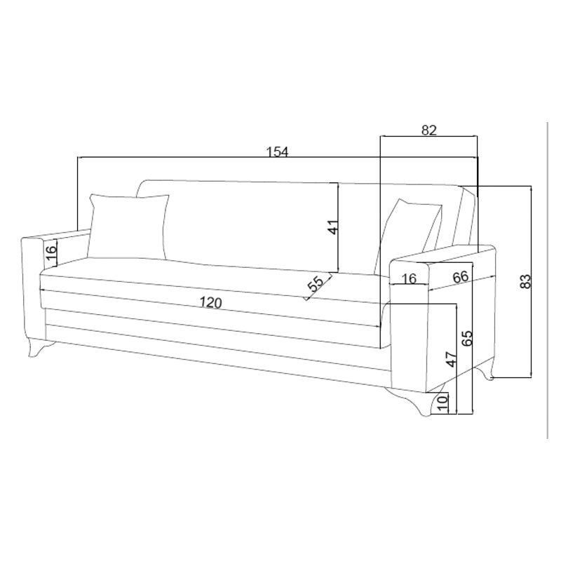 Canapea extensibila cu depozitare pentru doua persoane Vox lumea-lu-Pako stofa Crem 154x82x83 cm, 83x154 cm - Crem