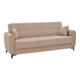 Canapea extensibila cu depozitare pentru trei persoane Lincoln, tesatura antracit, 225x85x90 cm, 85x225 cm - Bej
