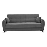 Canapea extensibila cu depozitare pentru trei persoane Lincoln, tesatura antracit, 225x85x90 cm, 85x225 cm - Gri Inchis