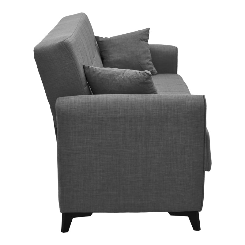 Canapea extensibila cu depozitare pentru trei persoane Lincoln, tesatura antracit, 225x85x90 cm, 85x225 cm - Gri Inchis