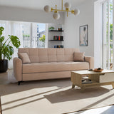 Canapea extensibila cu depozitare pentru trei persoane Lincoln, tesatura antracit, 225x85x90 cm, 85x225 cm - Bej