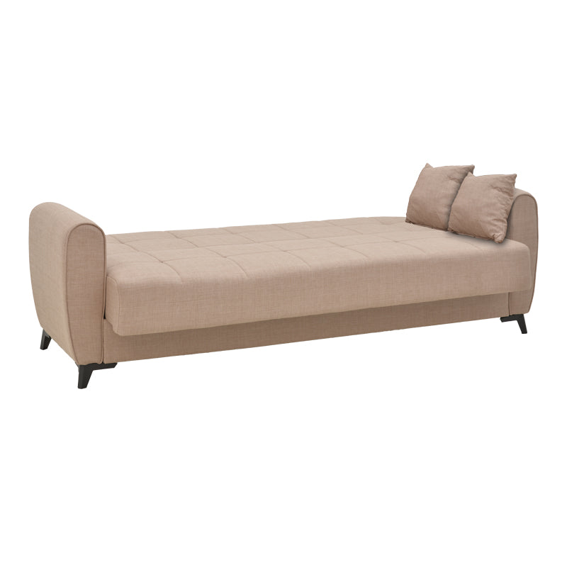 Canapea extensibila cu depozitare pentru trei persoane Lincoln, tesatura antracit, 225x85x90 cm, 85x225 cm - Bej