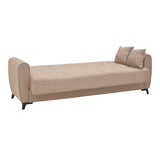 Canapea extensibila cu depozitare pentru trei persoane Lincoln, tesatura antracit, 225x85x90 cm, 85x225 cm - Bej