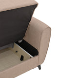 Canapea extensibila cu depozitare pentru trei persoane Lincoln, tesatura antracit, 225x85x90 cm, 85x225 cm - Bej