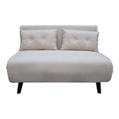 Canapea extensibila cu doua locuri Josuane, catifea bej, picioare din lemn, negru, 122x80x81 cm, perspectiva suplimentara