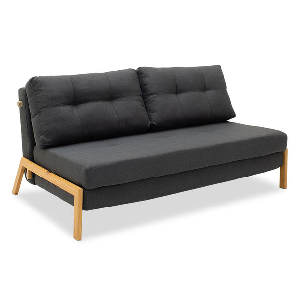 Canapea extensibila cu material textil Gri, inchis, 150x92x77 cm