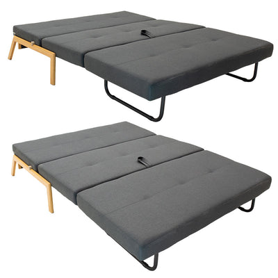 Canapea extensibila cu material textil Gri, inchis, 150x92x77 cm, perspectiva suplimentara