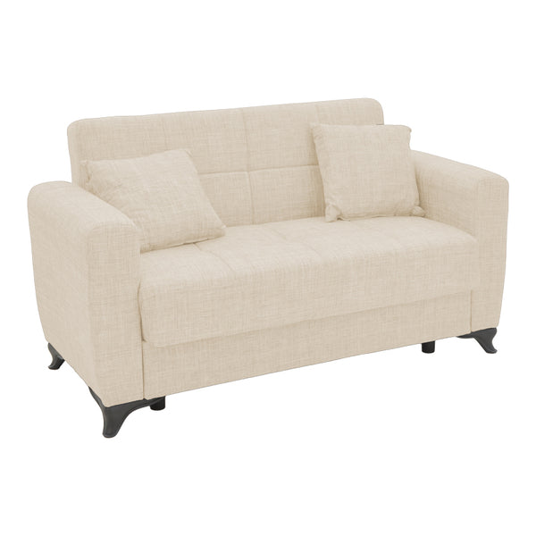 Canapea extensibila cu spatiu de depozitare, Modesto, Crem, 155x85x80 cm