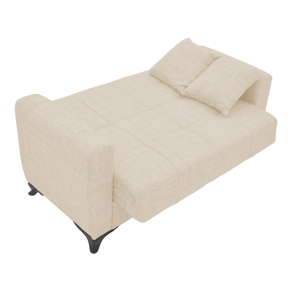 Canapea extensibila cu spatiu de depozitare, Modesto, Crem, 155x85x80 cm