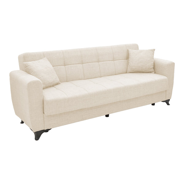 Canapea extensibila cu spatiu de depozitare Modesto, crem, 215x85x80 cm
